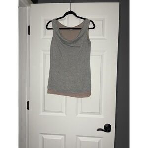 three dots Cowl Neck Layered Tank Top small gray and mauve